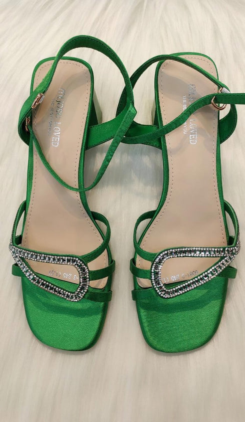 Rhinestone Embellished Buckle Heel